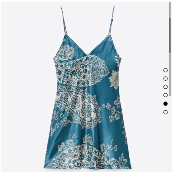 Zara | Teal Paisley Print Mini Dress | XS - Picture 3 of 3
